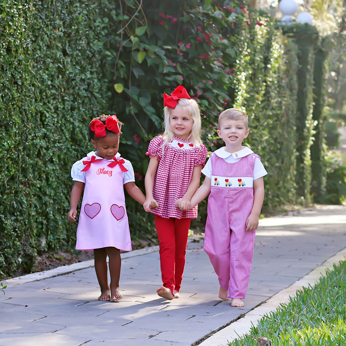 Heart Smocked Red Check Legging Set