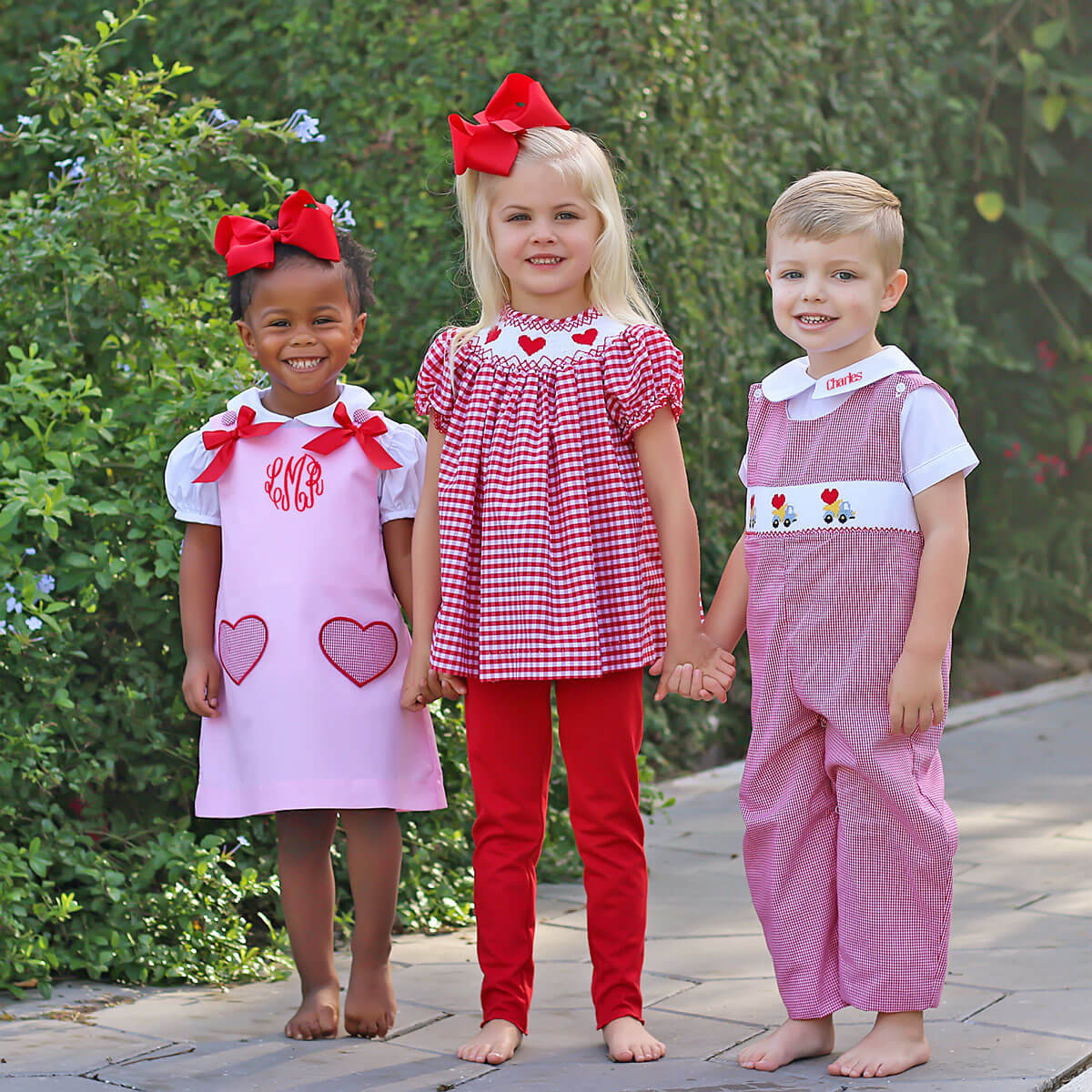 Heart Smocked Red Check Legging Set