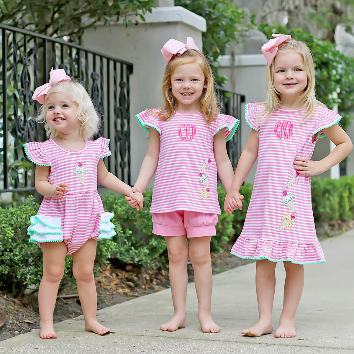Ice Cream Cone Pink Stripe Ruffle Bubble