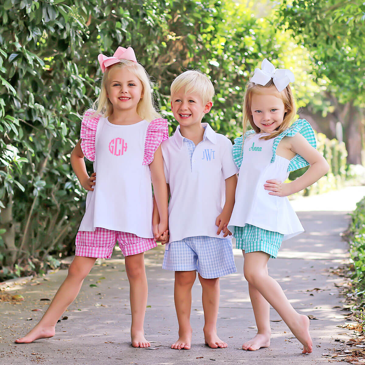 Pastel Blue Gingham Polo Short Set