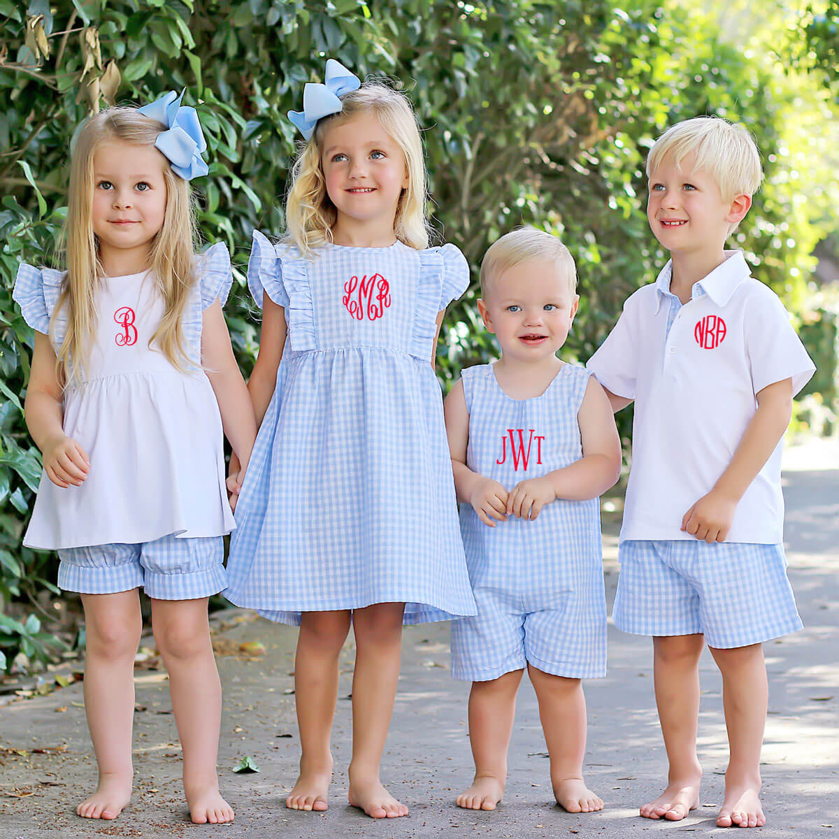 Pastel Blue Gingham Polo Short Set