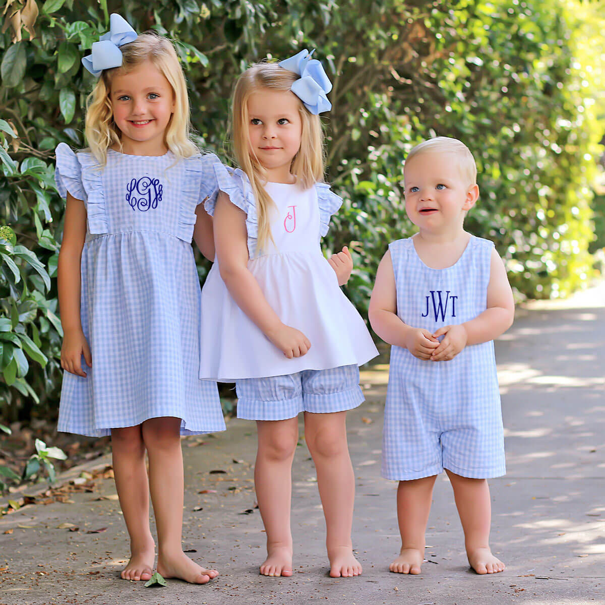 Pastel Blue Gingham Ruffle Kate Dress