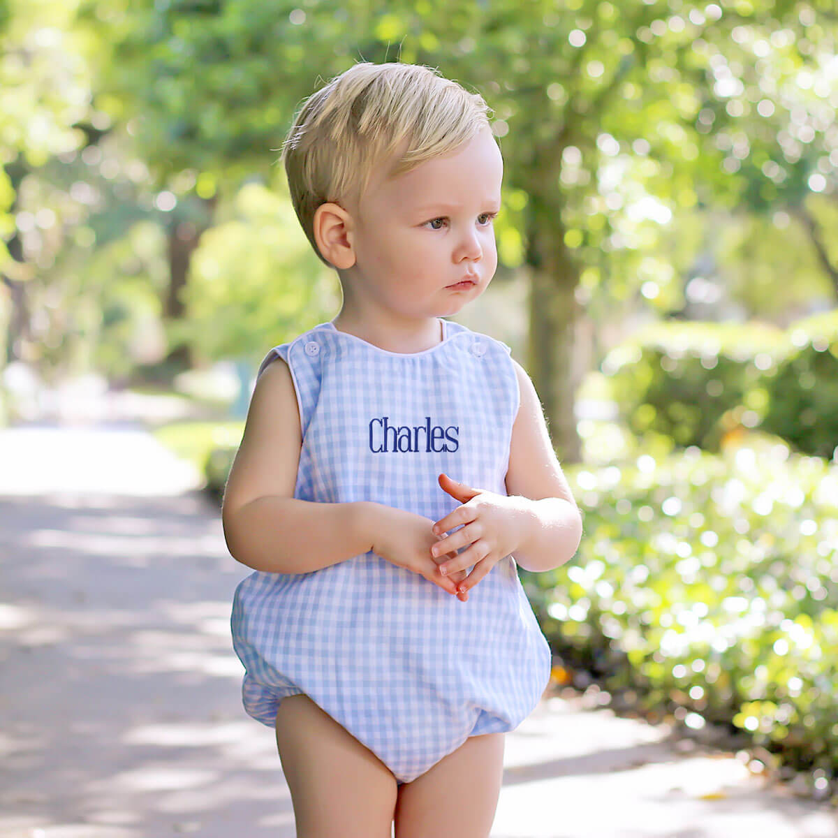 Pastel Blue Gingham Sun Bubble