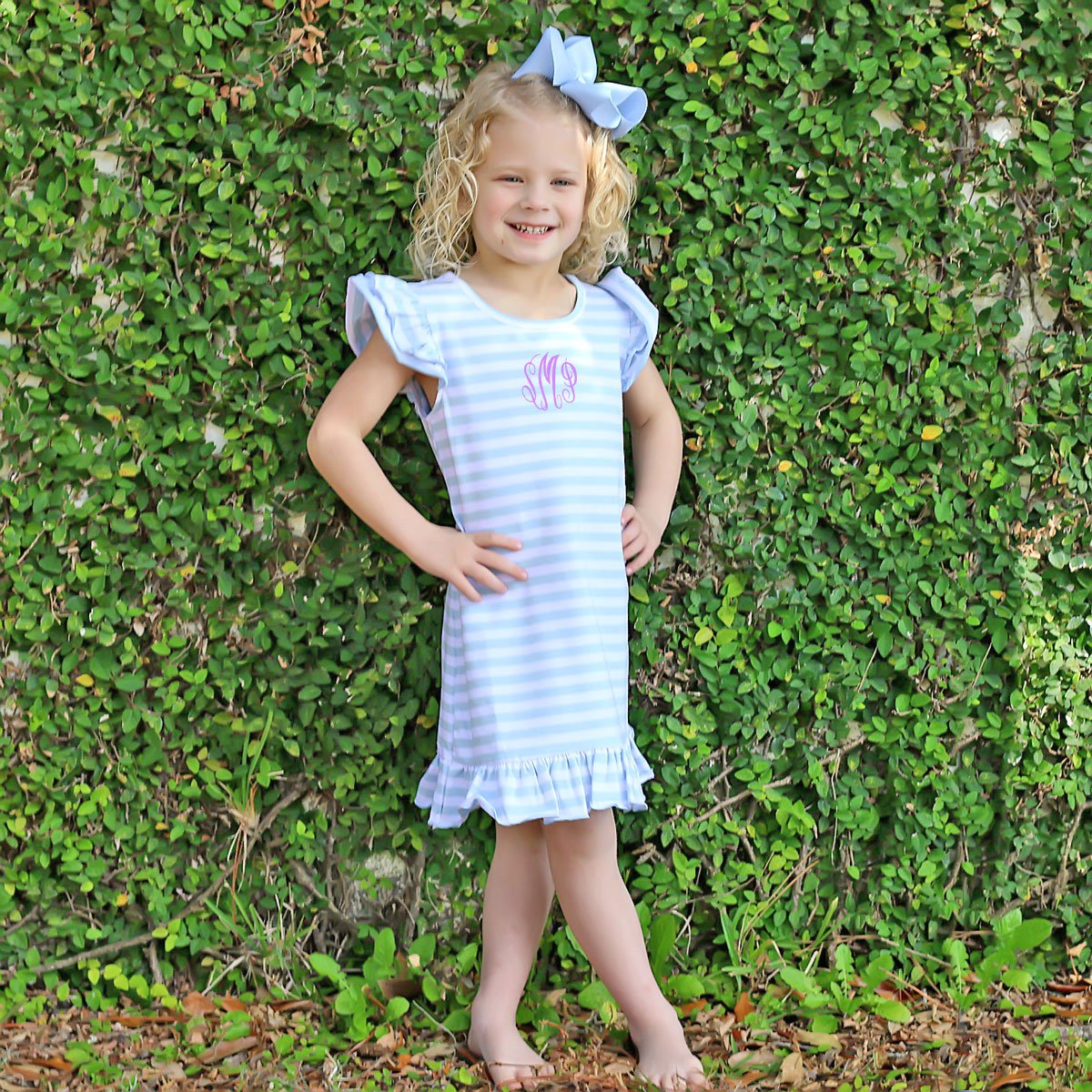 Light Blue Wide Stripe Milly Dress