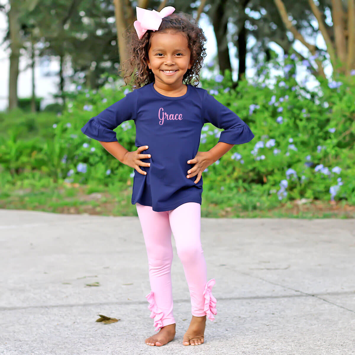 Pink Side Ruffle Leggings