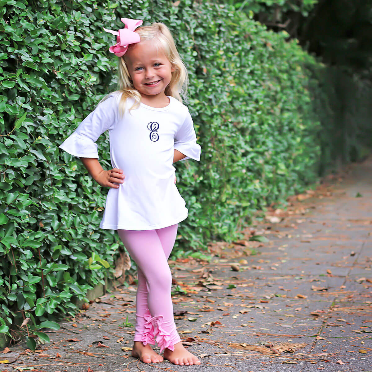 Pink Side Ruffle Leggings