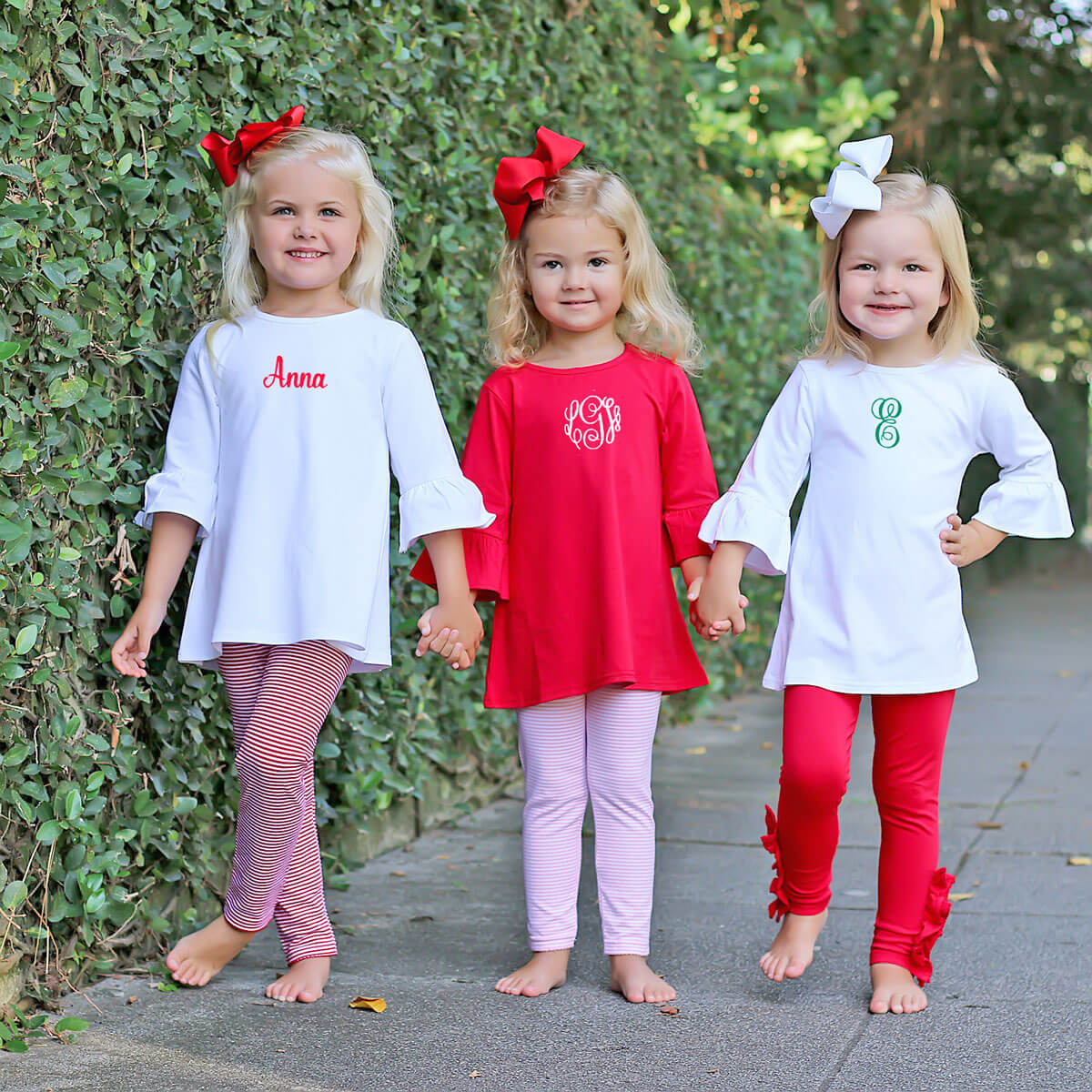 Red Side Ruffle Leggings