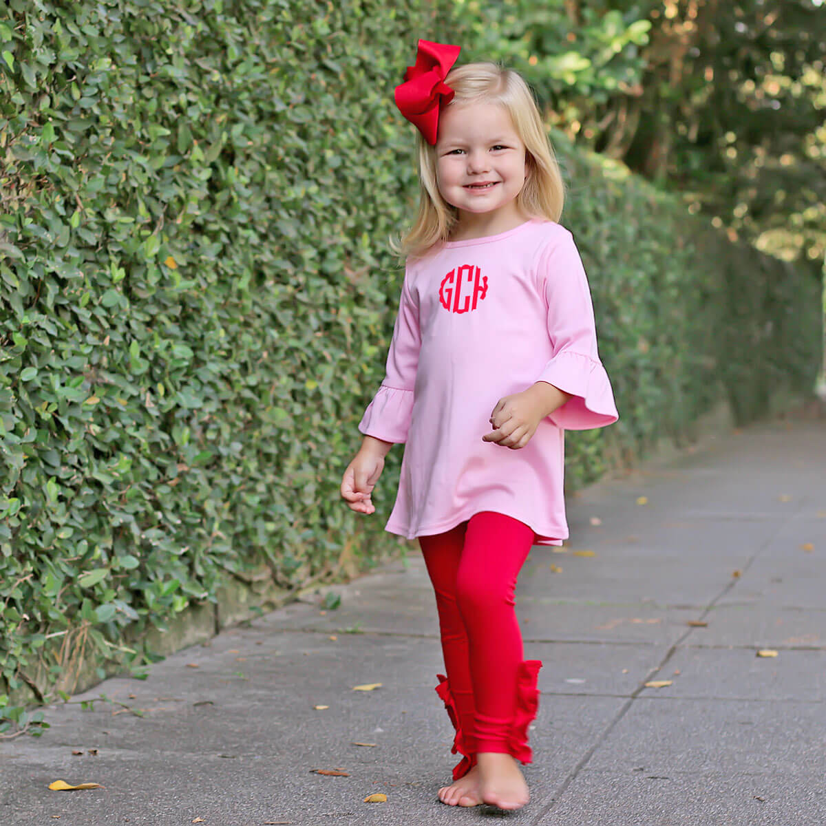 Red Side Ruffle Leggings