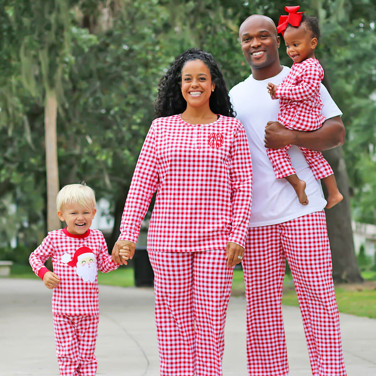 Red Gingham Knit Adult Pajama Pants