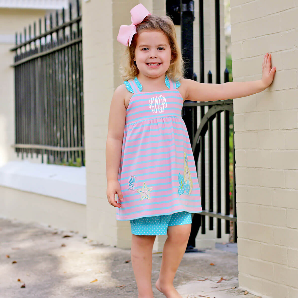 Under The Sea Mermaid Pink Knit Short Set