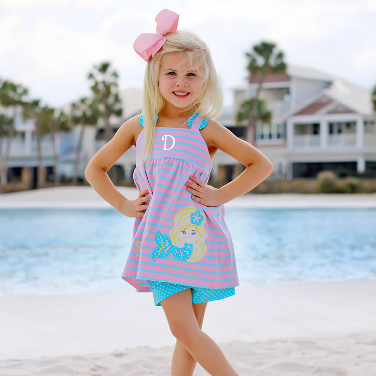 Under The Sea Mermaid Pink Knit Short Set