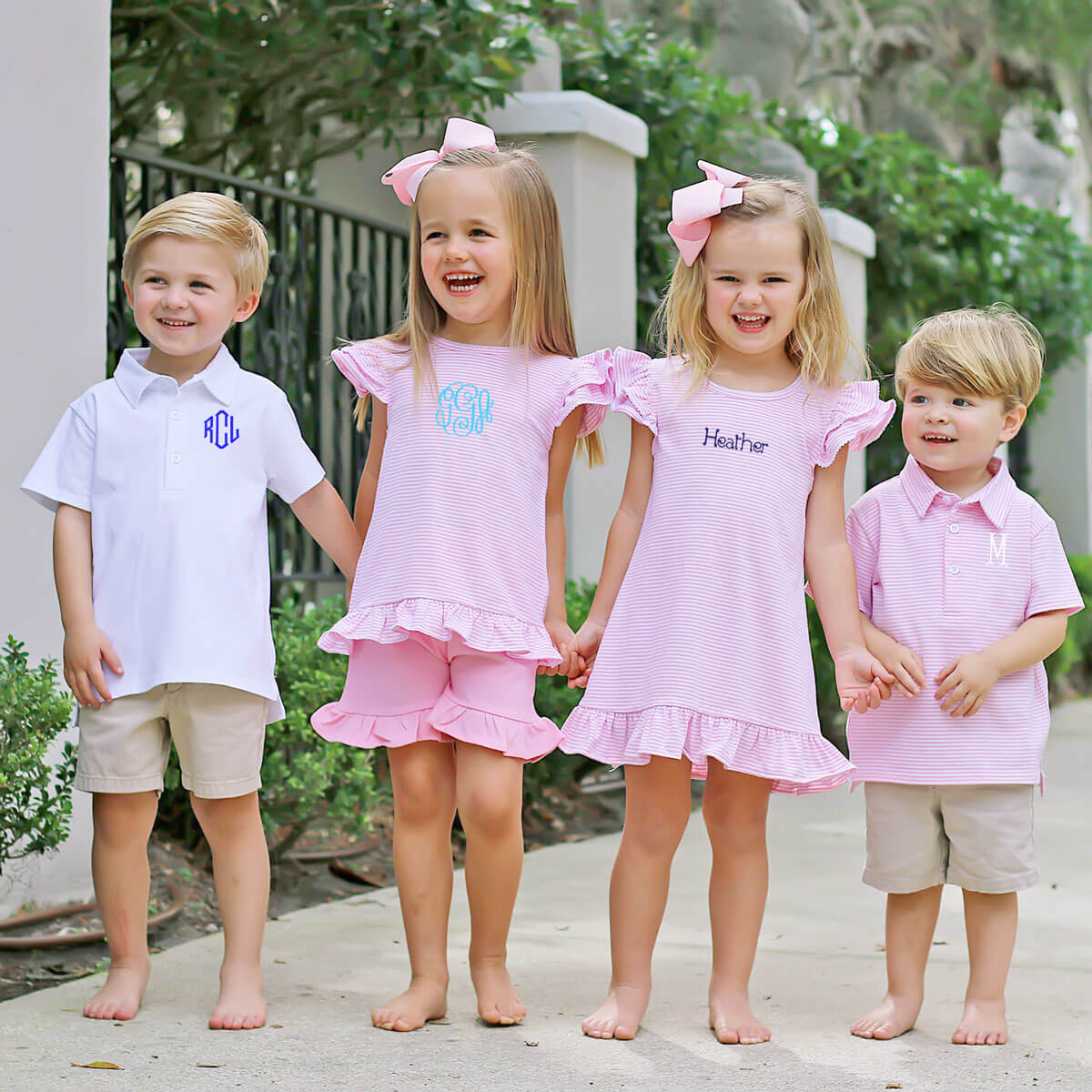 Milly Stripe Ruffle Short Set Pink