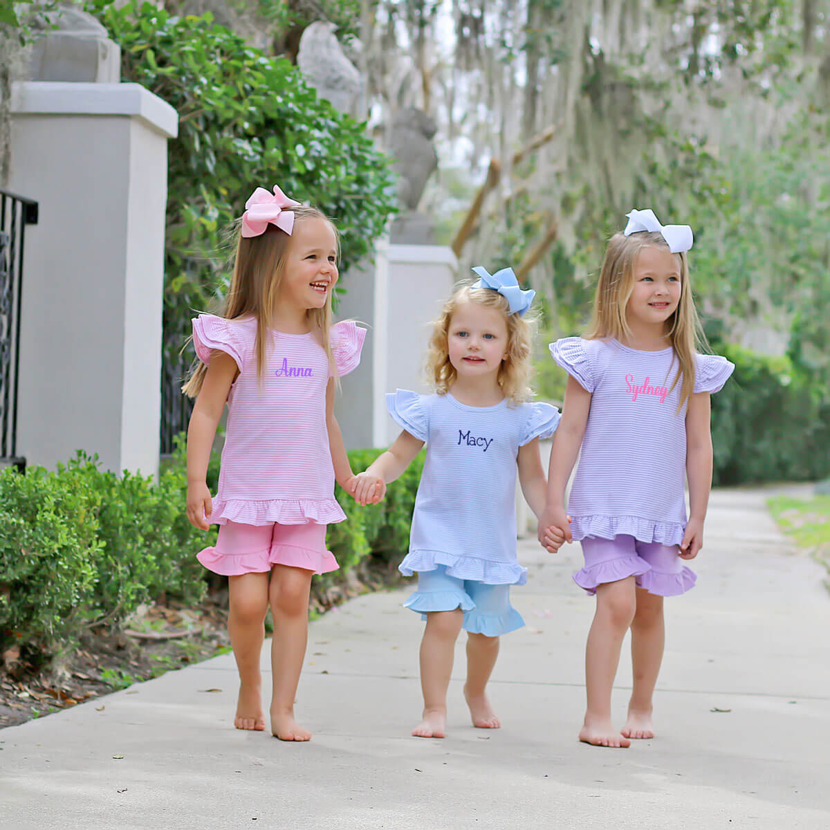 Milly Stripe Ruffle Short Set Light Blue