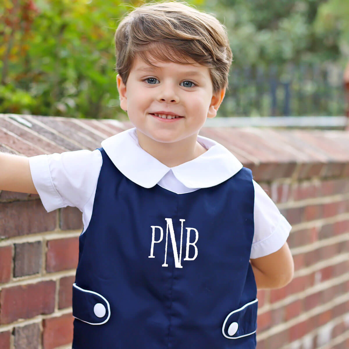 Navy Pique Jon Jon with White Piping