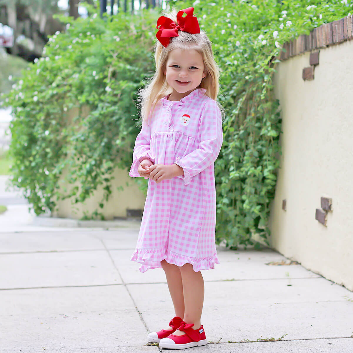 Pink Gingham Santa Play Dress