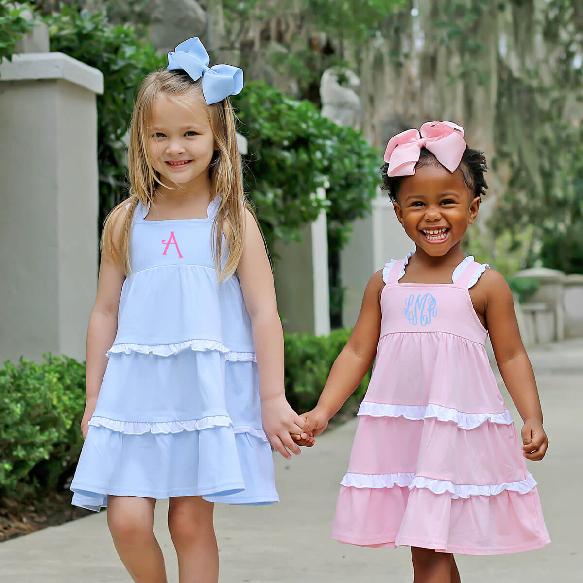 Callie Tiered Ruffle Dress Blue