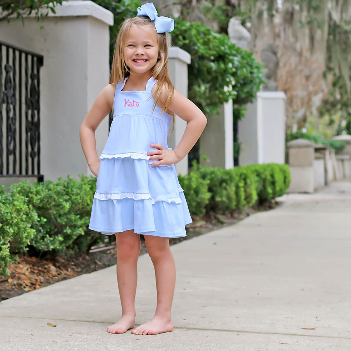Callie Tiered Ruffle Dress Blue