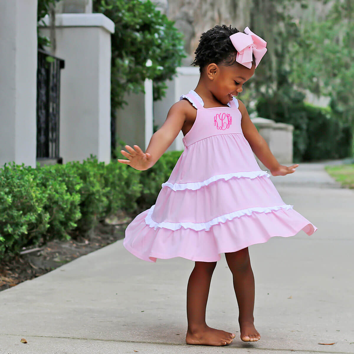Callie Tiered Ruffle Dress Pink