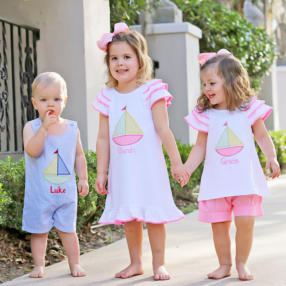 Sailboat White Ruffle Milly Short Set