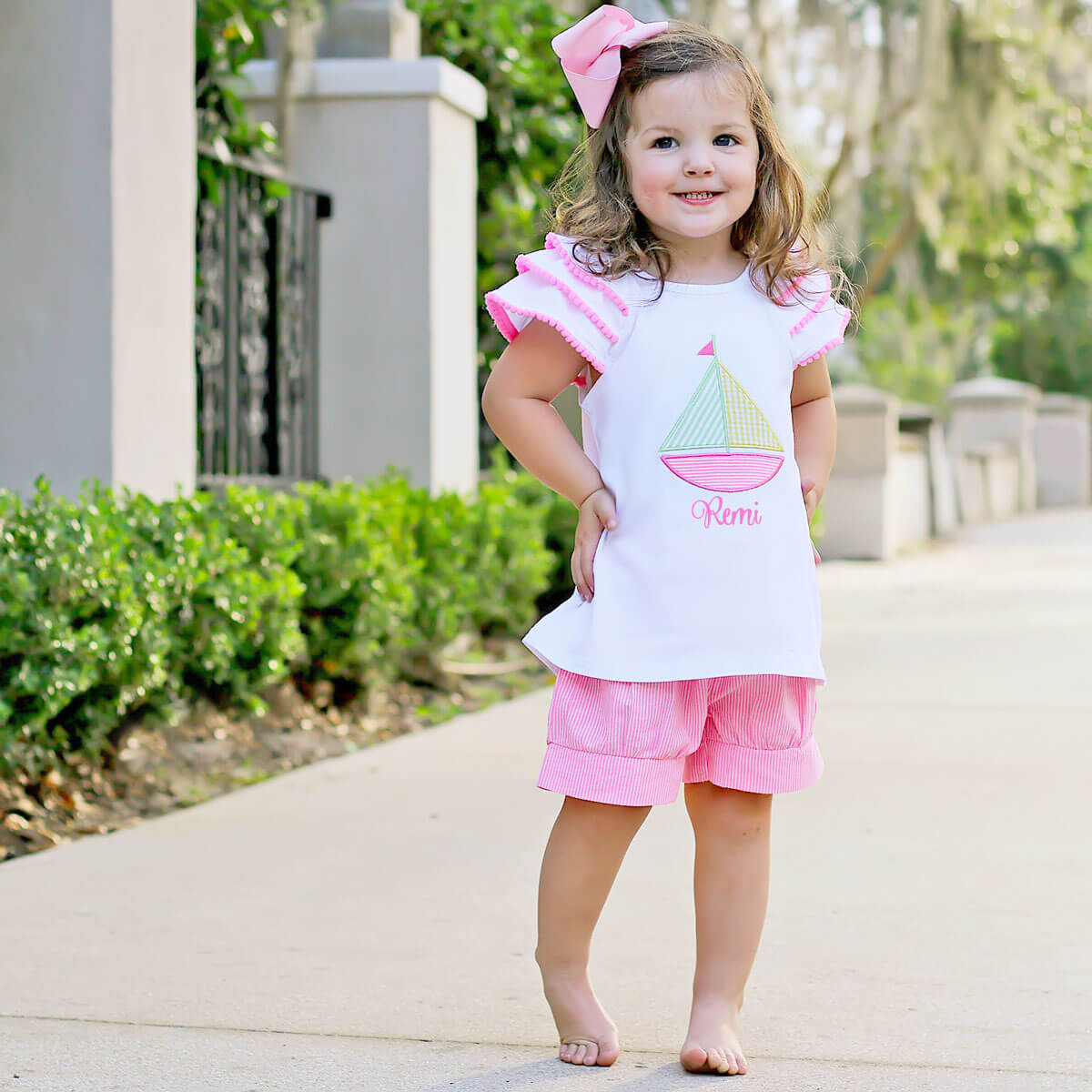 Sailboat White Ruffle Milly Short Set