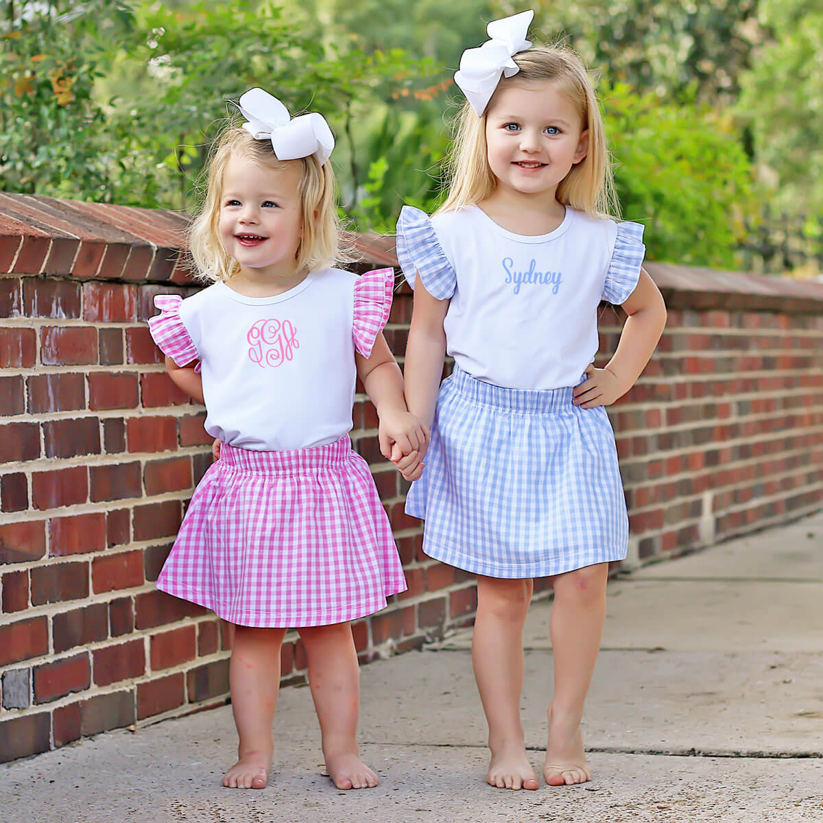 Pink Gingham Skirt Set