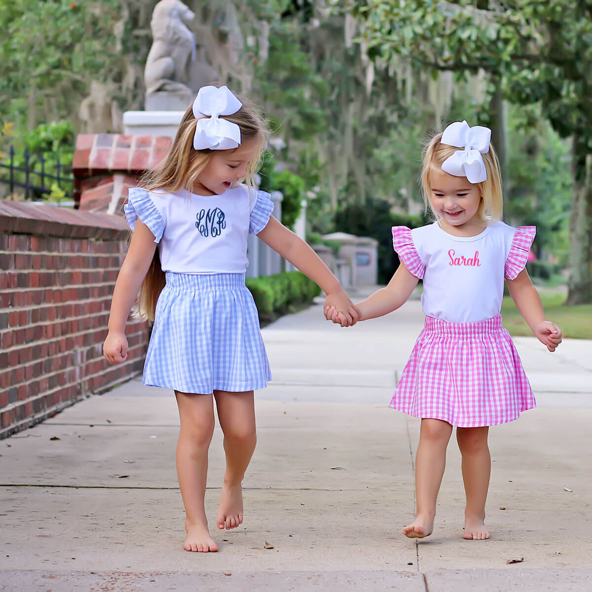 Pink Gingham Skirt Set