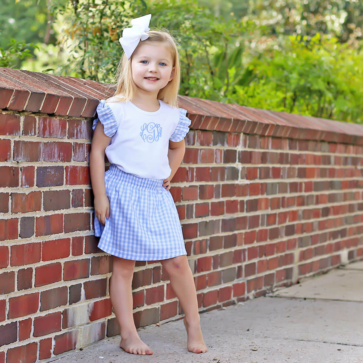 Blue Gingham Skirt Set