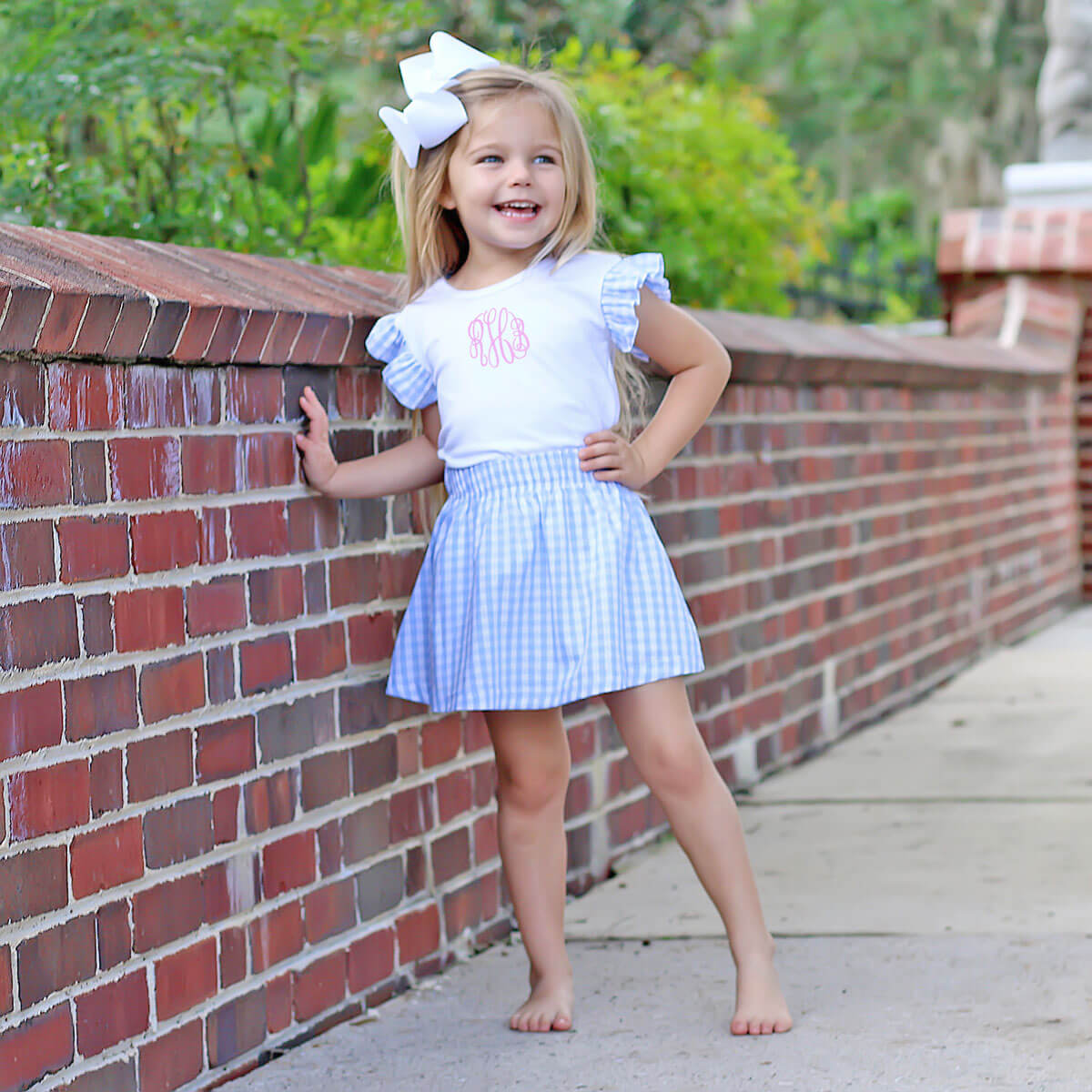 Blue Gingham Skirt Set