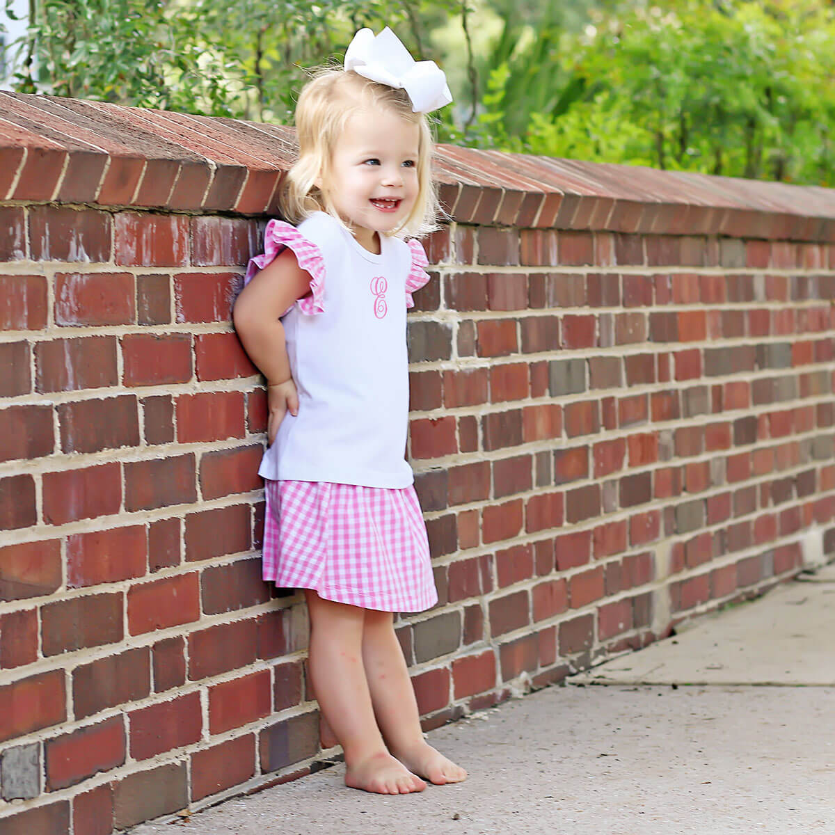 Pink Gingham Skirt Set