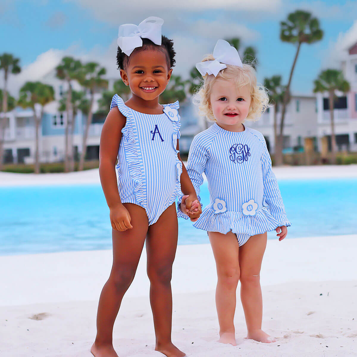 Daisy Blue Stripe Long Sleeve Swimsuit