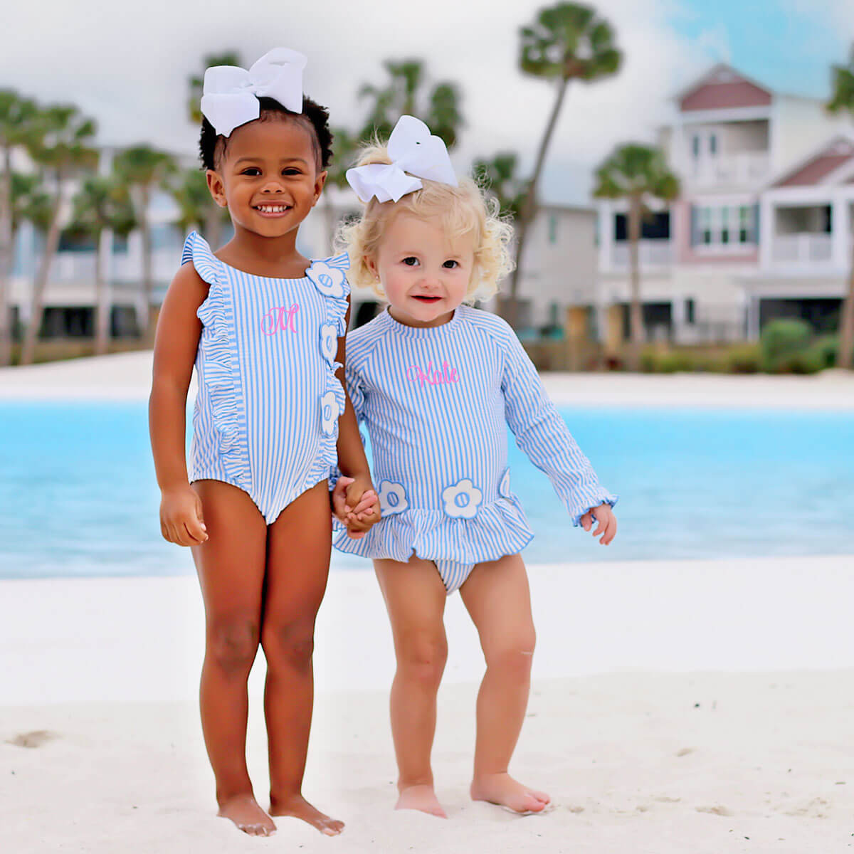 Daisy Blue Stripe Seersucker Swimsuit