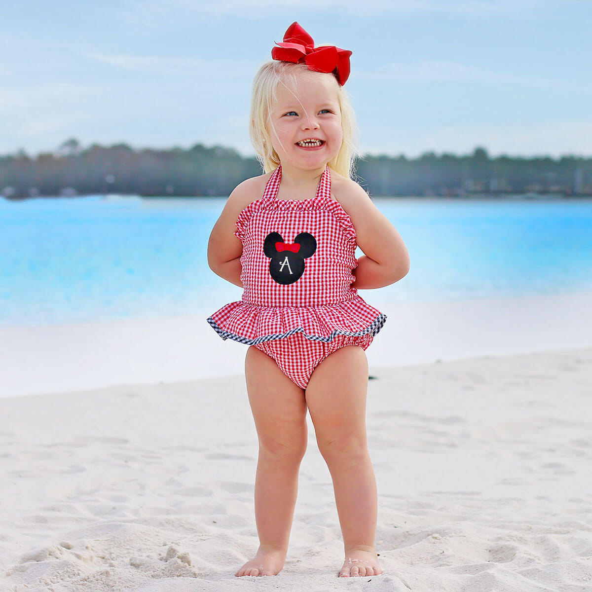 Mouse Ears Red Seersucker Swimsuit