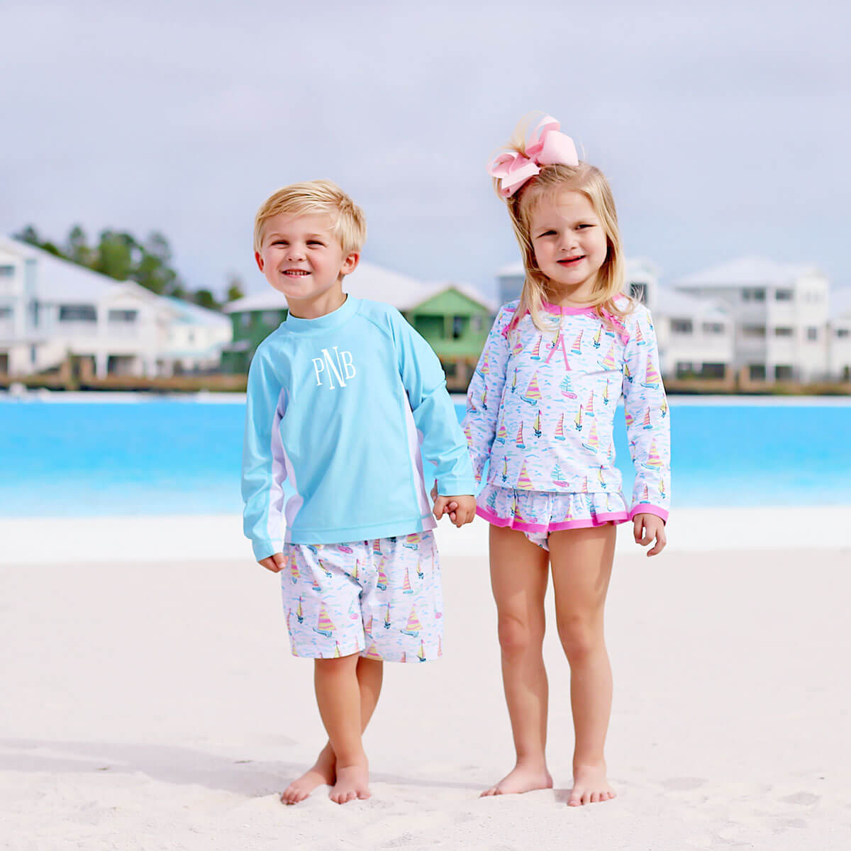 Kauai Sailboat Rash Guard Set