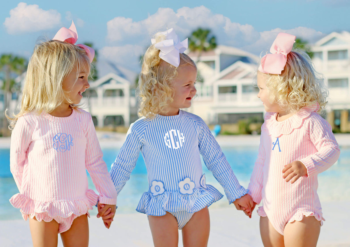 Pink Stripe Long Sleeve Swimsuit