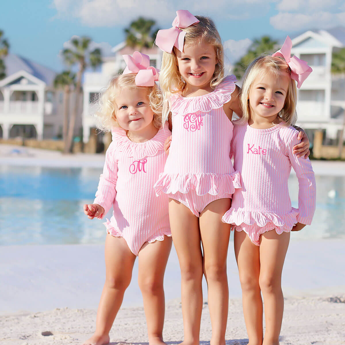 Pink Stripe Long Sleeve Swimsuit