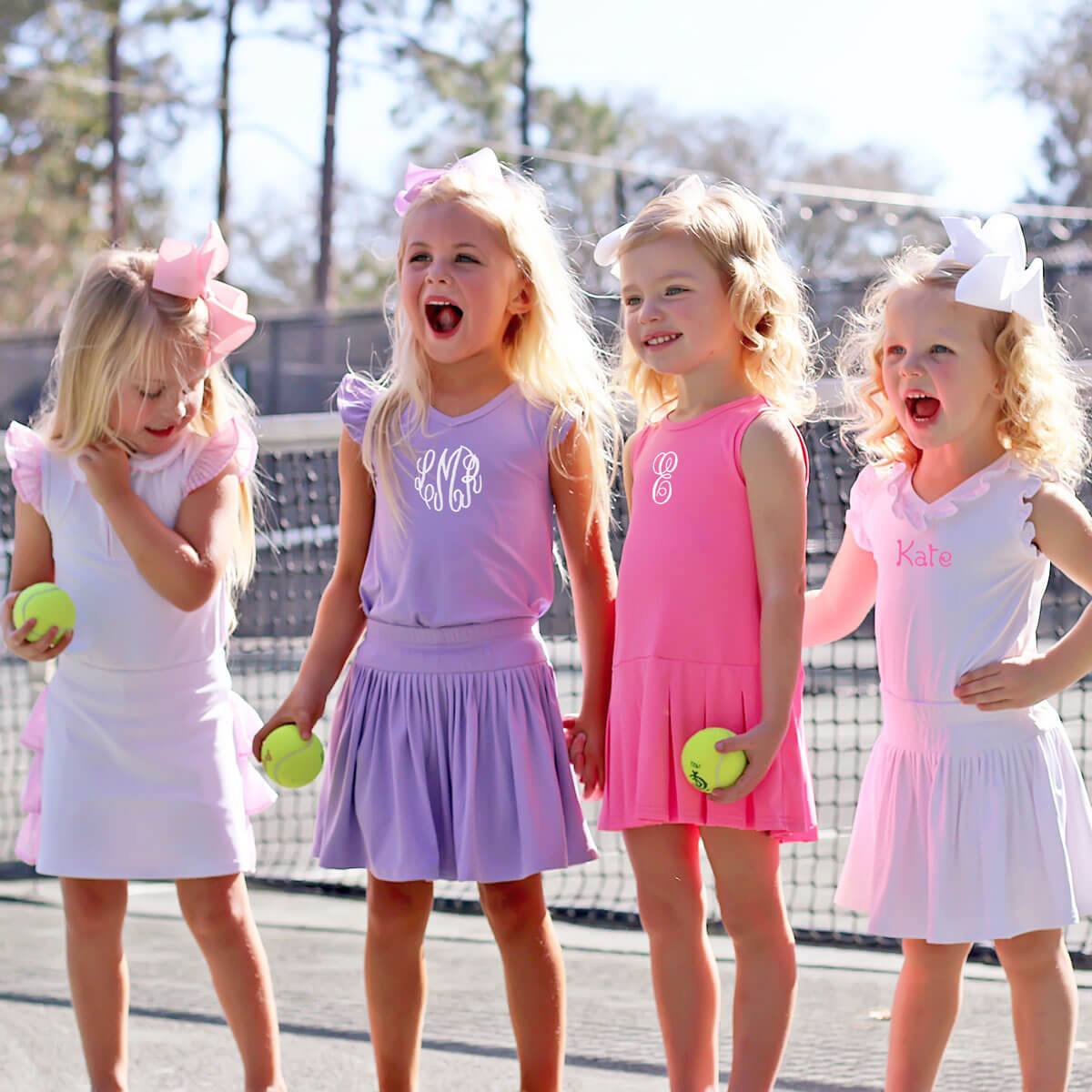 White Polo Pink Ruffle Tennis Skirt Set