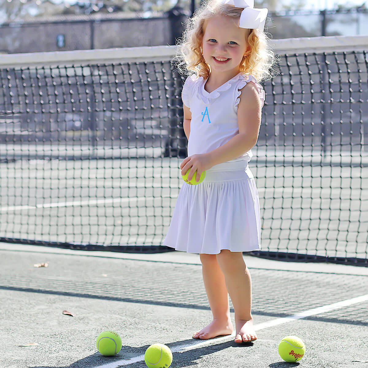 White Ruffle Tennis Skirt Set