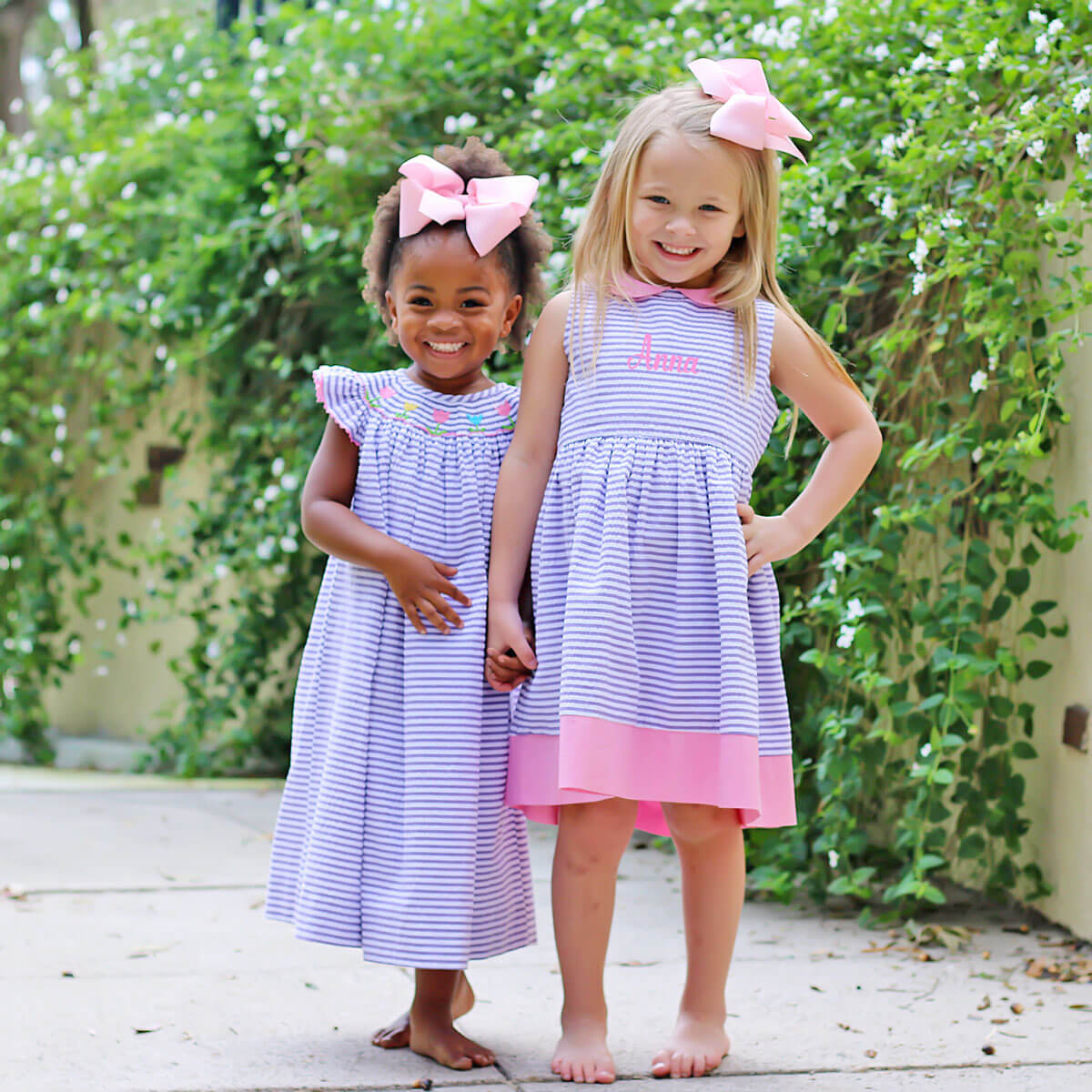 Purple Stripe Collared Tie-Back Dress
