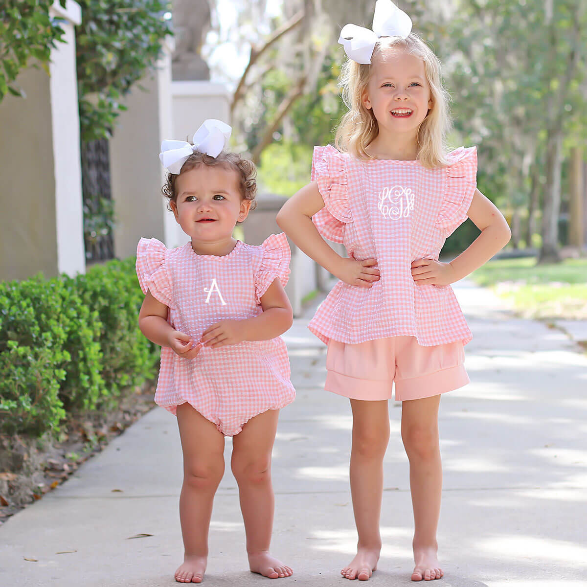 Peach Gingham Waterfall Short Set