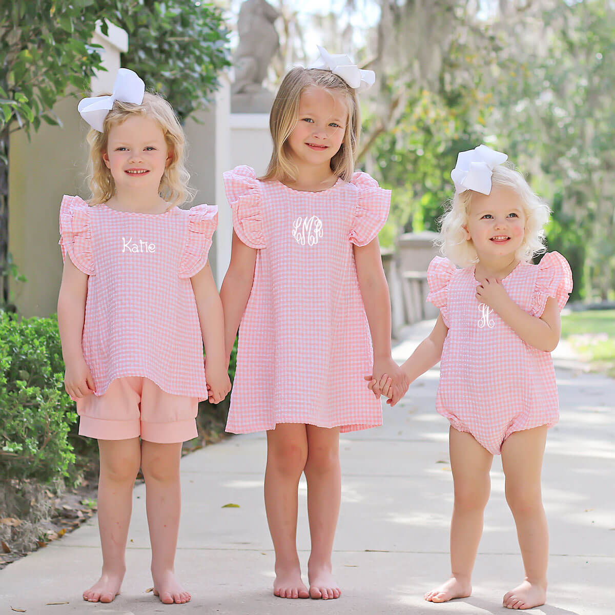 Peach Gingham Waterfall Short Set