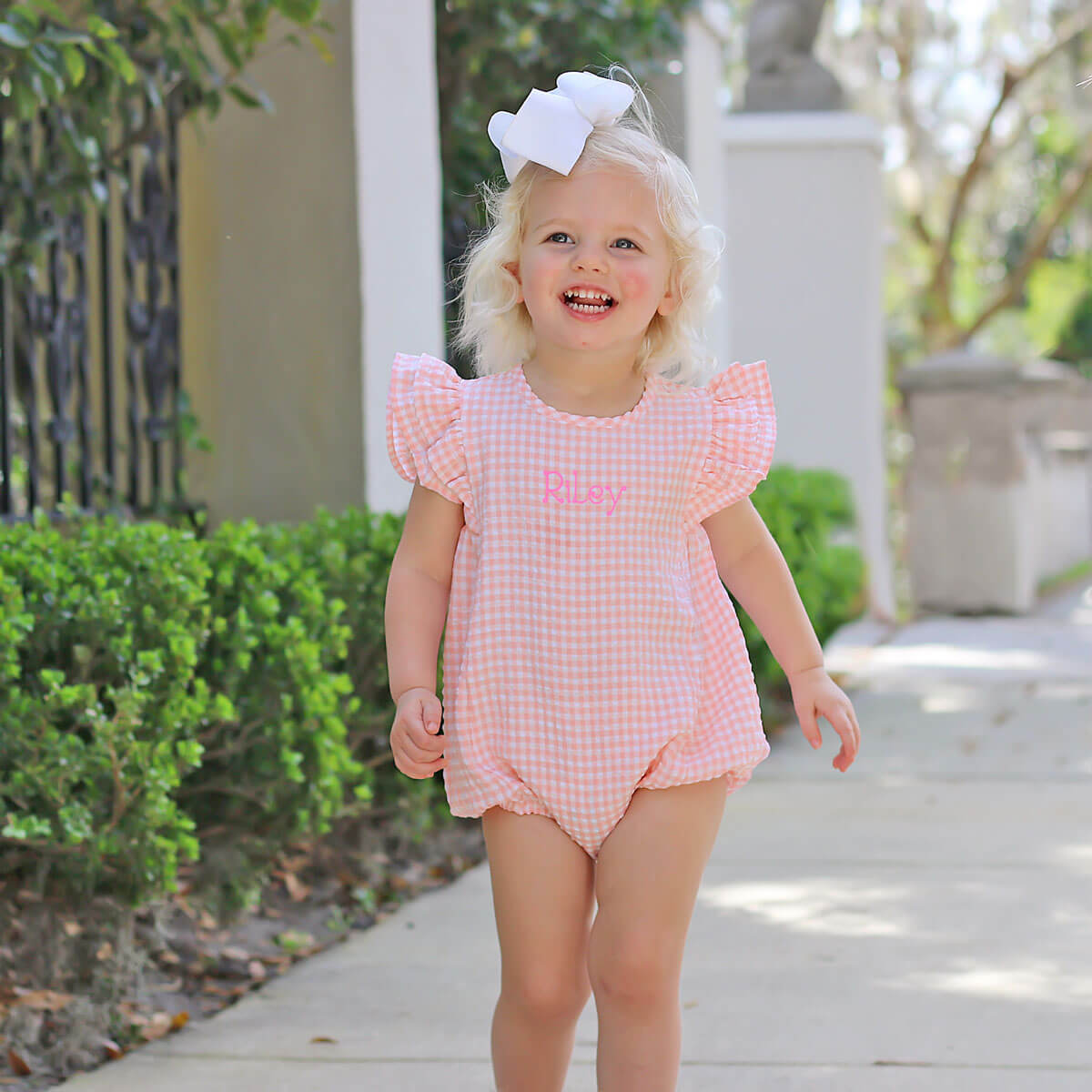 Peach Gingham Waterfall Bubble