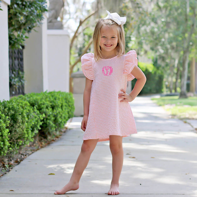 Peach Gingham Waterfall Dress Classic Whimsy