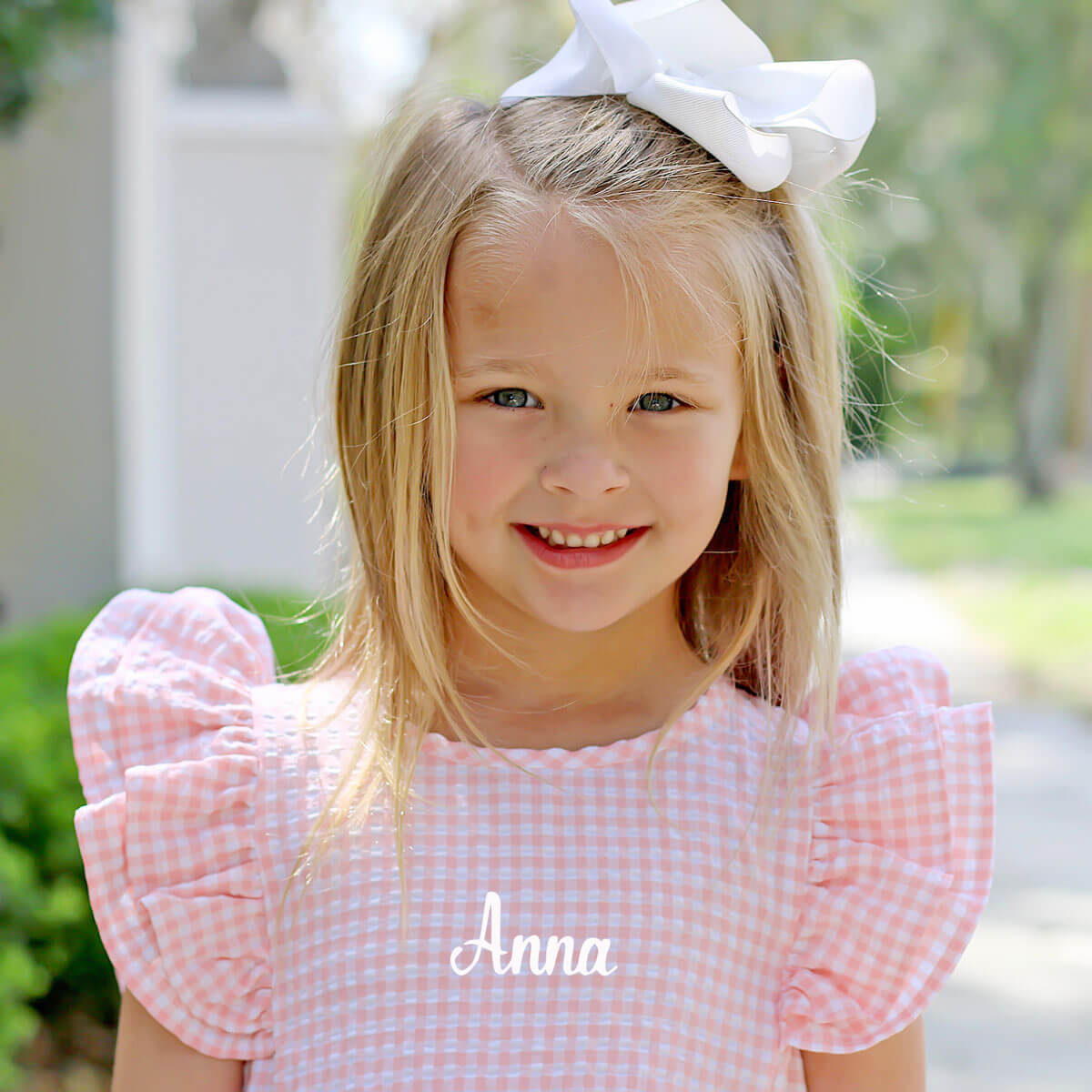 Peach Gingham Waterfall Dress