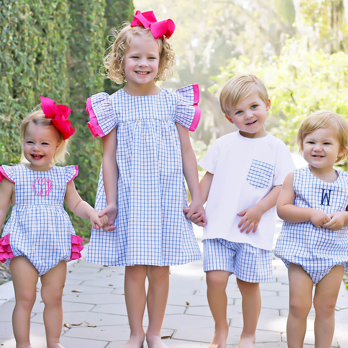 Royal Blue Windowpane Ruffle Bubble