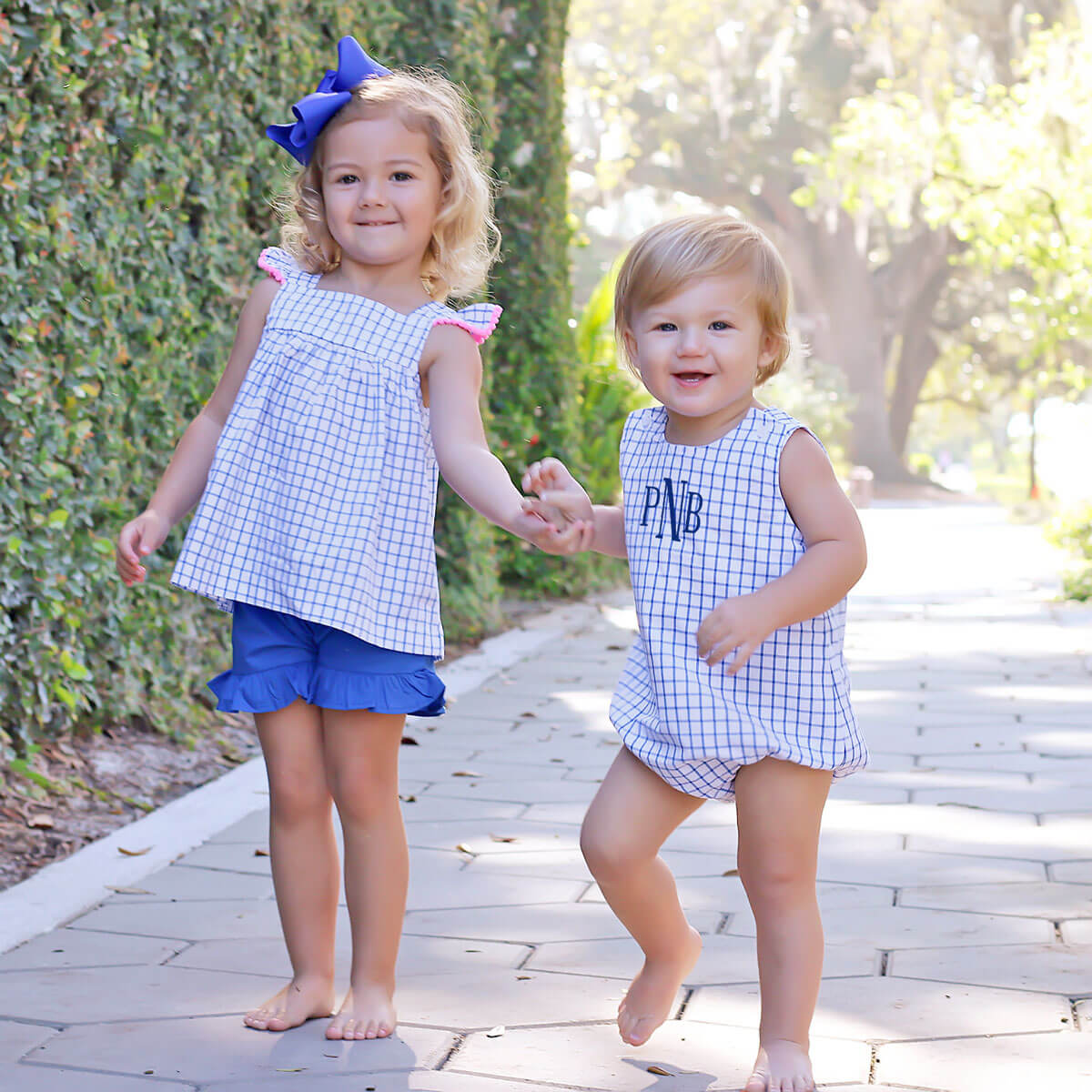 Blue Windowpane Amy Short Set