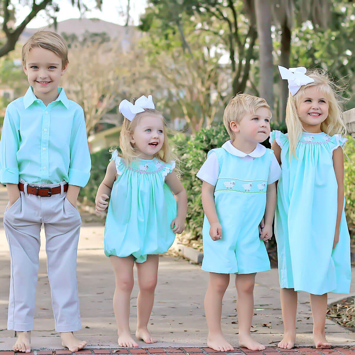 Baby Lamb Smocked Jon Jon Mint Gingham