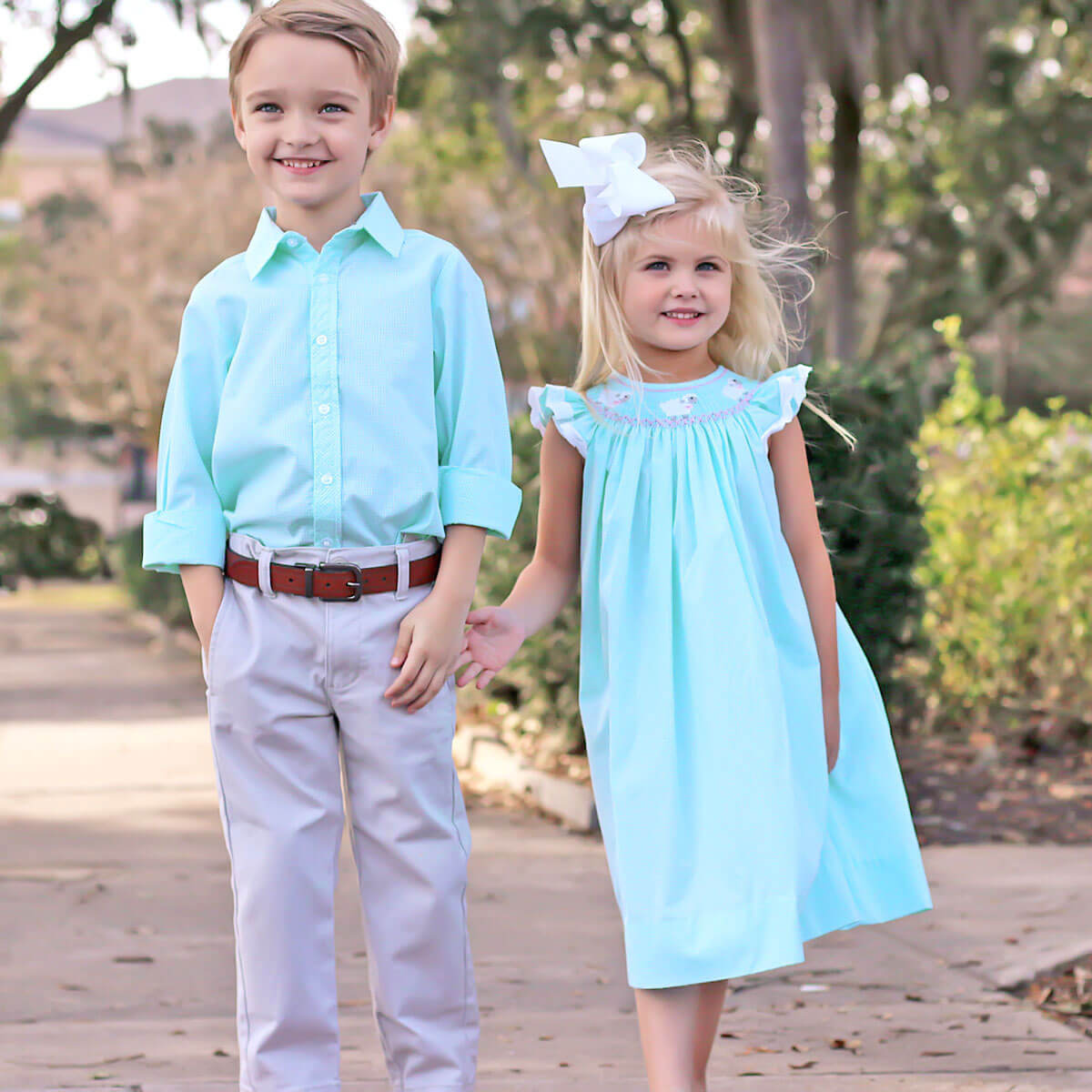 Lamb Smocked Mint Gingham Dress