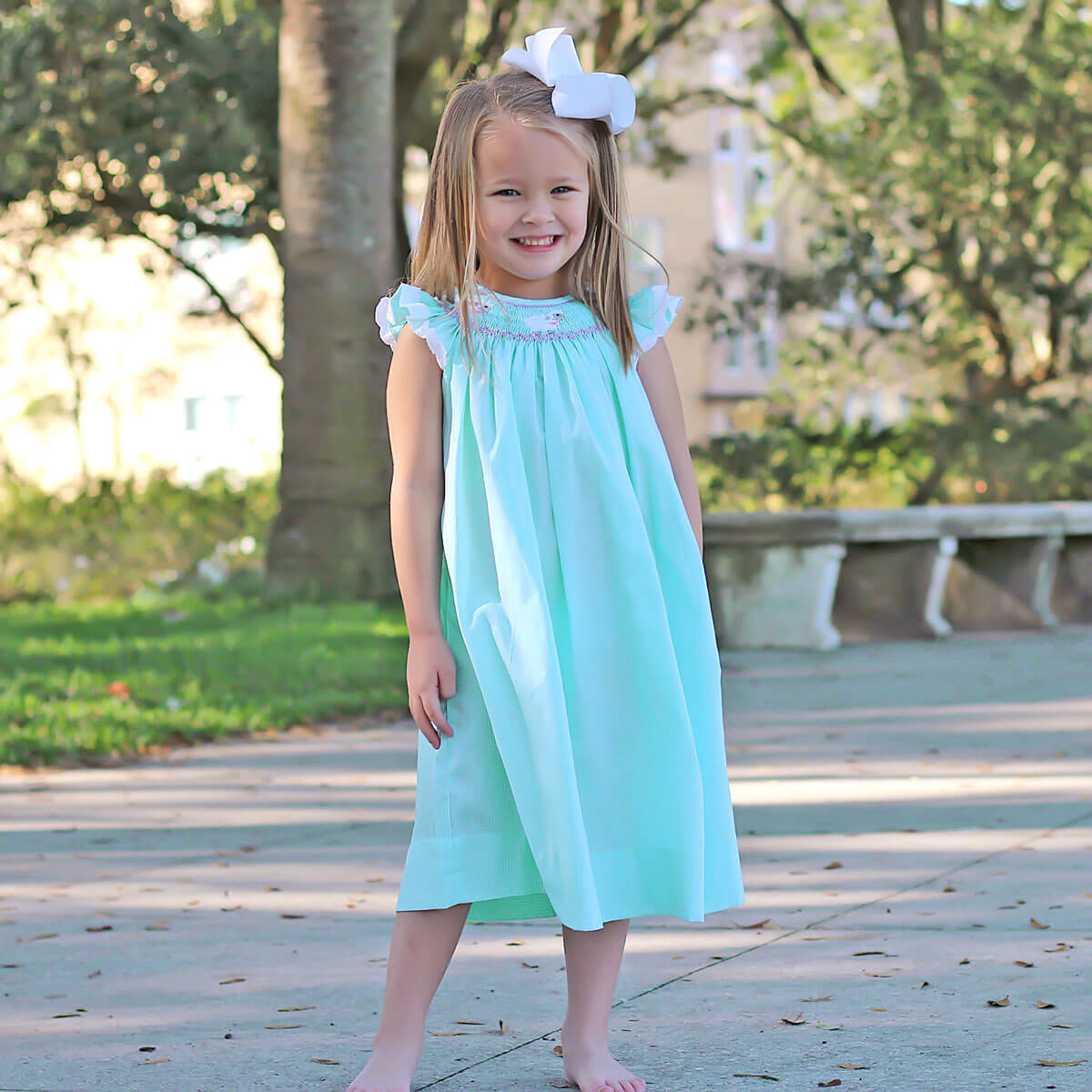 Lamb Smocked Mint Gingham Dress