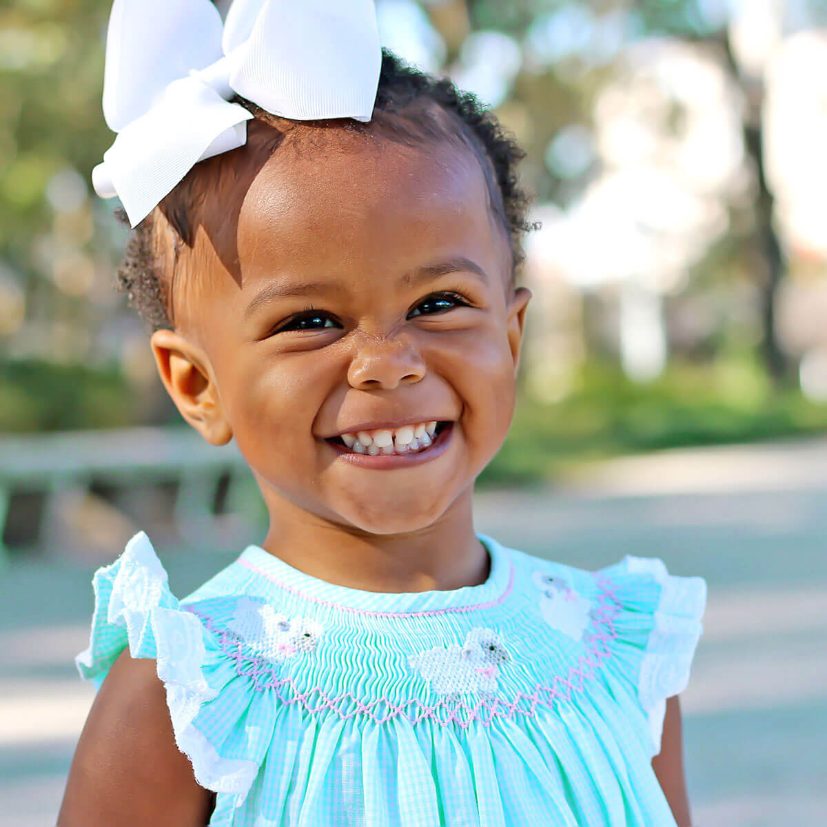 Lamb Smocked Bubble Mint Gingham