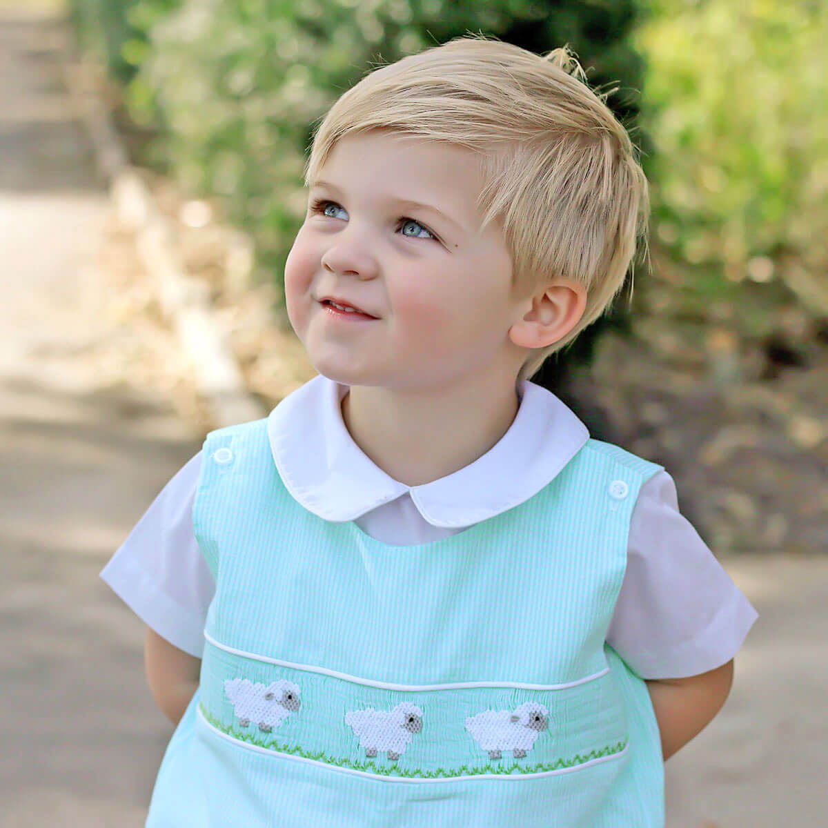 Baby Lamb Smocked Jon Jon Mint Gingham